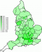 Kaart (kartograafia)-Inglismaa-Map_of_NUTS_3_areas_in_England_by_GVA_per_capita_(1998).png