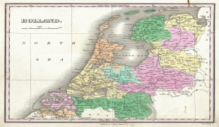 Kaart (kartograafia)-Holland-1827_Finley_Map_of_Holland_or_the_Netherlands_-_Geographicus_-_Holland-finley-1827.jpg
