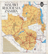 Карта (мапа)-Замбија-Malawi-Rhodesia-and-Zambia-Road-Map.jpg