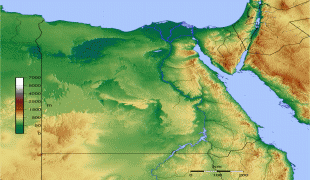 Kaart (cartografie)-Verenigde Arabische Republiek-Egypt_map_topo.png