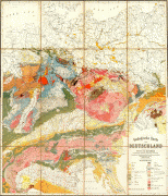 Kort (geografi)-Tyskland-Geological_map_germany_1869.jpg