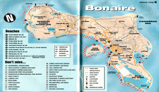 Kaart (cartografie)-Caribisch Nederland-bonaire-map-with-beaches-and-activities.png