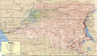 Kaart (cartografie)-Congo-Kinshasa-detailed_relief_map_of_zaire.jpg