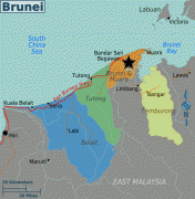 Kaart (cartografie)-Brunei-Brunei_regions_map.png