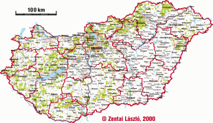 Kaart (cartografie)-Hongarije-detailed_road_map_of_hungary.jpg