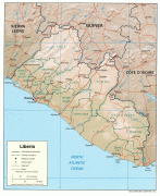 Kaart (kartograafia)-Libeeria-liberia_rel_2004.jpg