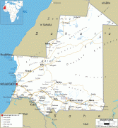 Kaart (cartografie)-Mauritanië-Mauritania-road-map.gif