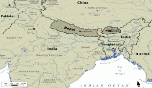 Kaart (cartografie)-Bhutan-map2.jpg