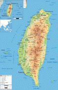 Kaart (kartograafia)-Hiina Vabariik-Taiwan-physical-map.gif