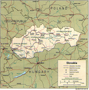 Kaart (kartograafia)-Slovakkia-road_and_administrative_map_of_slovakia.jpg