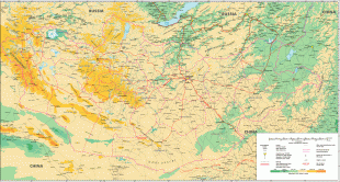 Kaart (cartografie)-Mongolië-Mongolia-Physical-Map.png