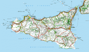 Karte (Kartografie)-Autonome Region Sizilien-Sicily-Road-Map.gif