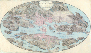 Kaart (kartograafia)-Stockholm-Map_Stockholm_Akrel_1802_(Stockholm_277A).png
