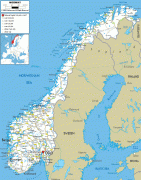 Kaart (cartografie)-Noorwegen-Norway-road-map.gif