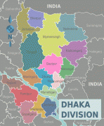 Карта (мапа)-Дака-Dhaka_Division_districts_map.png