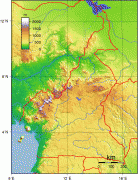 Kaart (cartografie)-Kameroen-Cameroon-topographical-Map.png