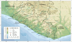 Карта (мапа)-Либерија-Liberia-Physical-Map.png