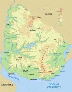 Kaart (cartografie)-Uruguay-Uruguay-physical-Map.jpg