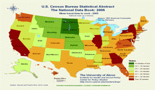 Mapa-Stany Zjednoczone-United-States-Travel-Time-to-Work-Statistical-Map.jpg