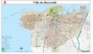 Kaart (cartografie)-Beiroet-Beirut-Map.jpg