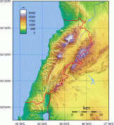 Kaart (cartografie)-Libanon-Lebanon_Topography.png