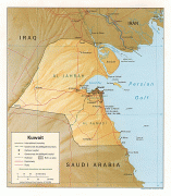 Bản đồ-Thành phố Kuwait-detailed_relief_and_political_map_of_kuwait.jpg