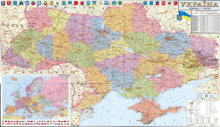 Карта (мапа)-Украјинска Совјетска Социјалистичка Република-large_detailed_political_and_administrative_map_of_ukraine_with_all_roads_highways_cities_villages_and_airports_in_ukrainian_for_free.jpg