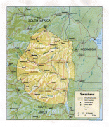 Kaart (cartografie)-Swaziland-swaziland_rel90.jpg