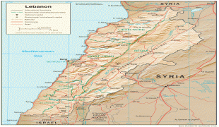 Kaart (cartografie)-Libanon-lebanon_physio-2002.jpg