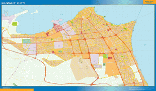 Bản đồ-Thành phố Kuwait-Kuwait_wall_map.jpg