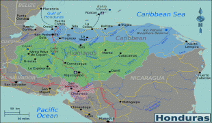 Kaart (kartograafia)-Tegucigalpa-Honduras_Regions_map.png