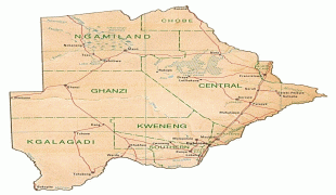 Kaart (cartografie)-Botswana-mapofbotswana.jpg