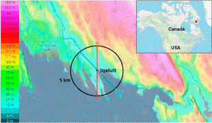 Mapa-Port lotniczy Iqaluit-Map-of-the-Iqaluit-region-with-approximate-elevation-asl-color-coded-using-the-legend.png